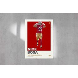 Nick Bosa Poster, San Francisco 49ers Print, NFL Fans, Minimalist, Mid-Century Modern, NFL Bedroom Art, Sports Office Wa