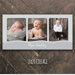 10x20 collage template newborn baby plan collage, photographer template, newborn photo collage/instant download
