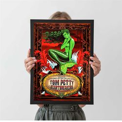vintage tom petty wall art poster, classic retro rock style poster