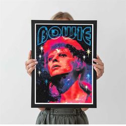 bowie gig music concert poster, classic retro rock vintage wall canvas art, home decor, classic canvas