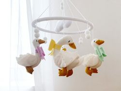 Goose nursery Goose baby crib mobile Duck nursery decor Duck baby mobile Geese for baby shower gift New mom gift