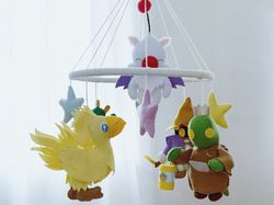 Final fantasy baby crib nursery mobile Final fantasy video game decor gifts Gifts for gamers Chocobo Moogle Tonberry