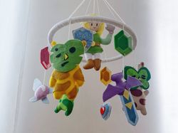 The legend of Zelda baby crib nursery mobile Kids Legend Of Zelda Video games room decor Baby shower newborn gift