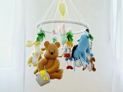 Winnie the Pooh baby crib nursery mobile Classic Winnie the Pooh nursery decor Vintage Winnie the Pooh baby shower