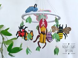 Insects baby crib mobile nursery decor Woodland bugs girl nursery mobile Butterfly bee mobile New baby room decor gifts