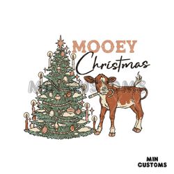 Mooey Christmas Vintage Western Christmas Tree Cow Svg
