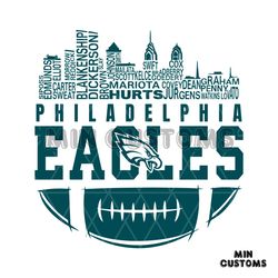 Philadelphia Eagles Skyline Football Names SVG