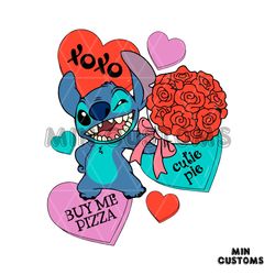 Stitch Buy Me Pizza Valentine SVG