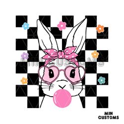 Retro Easter Bunny Checkerboard SVG