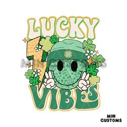 Lucky Vibes Smiley Face Patricks Day SVG
