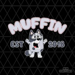 Funny Bluey Muffin Est 2018 PNG