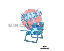 Funny Stitch Beach Chair Disney Vacation PNG