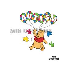 Winnie The Pooh Autism Bear Balloon SVG