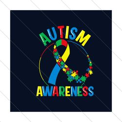 Colorful Autism Awareness Day Puzzle Ribbon Svg, Autism Svg, Autism Awareness Svg, Awareness Svg, Colorful Autism Svg, A