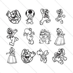 Super Mario Characters Nintendo Svg, Trending Svg, Super Mario Svg, Mario Svg, Super Mushroom Svg, Princess Peach Svg