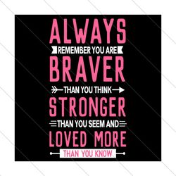Always Remember You are Braver Svg, Trending Svg, Braver Svg, Brave Svg, Strong Svg, Love Svg, , Stronger Svg, Lover Svg