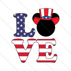 Love Patriotic Mickey Mouse Svg
