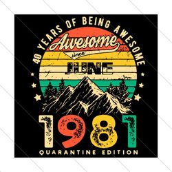 40 Years Of Being Awesome June 1981 Quarantine Edition Svg, Birthday Svg, Birthday June 1981, Born In June Svg