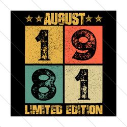 August 1981 Limited Edition Svg, Birthday Svg, 40th Birthday Svg, August 1981 Svg, Born In August Svg, Born In 1981 Svg,