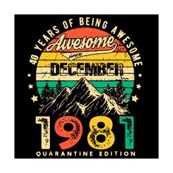 40 Years Of Being Awesome December 1981 Quarantine Edition Svg, Birthday Svg, December 1981 Svg, Born In December Svg, B