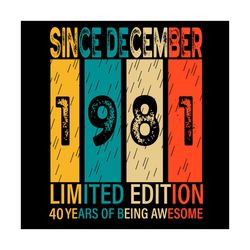 Since December 1981 Limited Edition 40 Years Of Being Awesome Svg