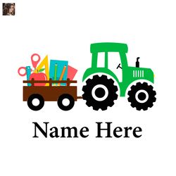 Back To School Tractor Custom Name Svg