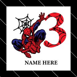 Birthday Boy 3 Years Old Spiderman Custome Name Svg