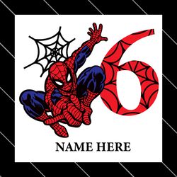 Birthday Boy 6 Years Old Spiderman Custome Name Svg