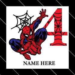 Birthday Boy 4 Years Old Spiderman Custome Name Svg