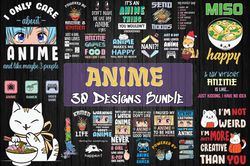 30 Designs Anime Bundle Svg, Anime Svg, Ramen Svg, Manga Svg