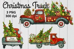 3 Designs Christmas Truck Png Bundle, Christmas Decor