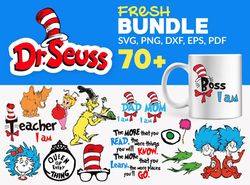 Dr Seuss Svg Bundle, Cat In The Hat SVG, Dr Seuss Hat SVG,Green Eggs And Ham Svg, Dr Seuss for Teachers Svg, Lorax Svg,T