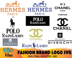 10 Brand Logo Bundle Svg, Hermes Svg, Chanel Svg, Ralph Lauren Svg