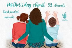 Mothers Day Hand Painted Clipart Png, Mother And Children