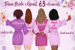 Watercolor Team Bride Clipart Png, Bachelorette Party, Bride Clipart