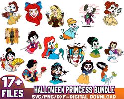 17 Files Disney Princess Halloween Bundle SVG, Princess Halloween SVG File