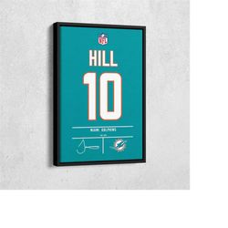 Tyreek Hill Jersey Art Miami Dolphins NFL Wall Art Home Decor Hand Made Poster Canvas Print