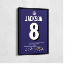 Lamar Jackson Jersey Art Baltimore Ravens NFL Wall Art Home Decor Hand Made Poster Canvas Print