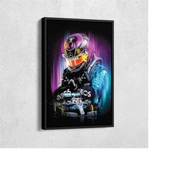 Lewis Hamilton Poster Mercedes Formula 1 Artwork Framed Poster Wall Art Canvas Print Home Decor
