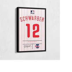 Kyle Schwarber Jersey Art Philadelphia Phillies MLB Wall Art Home Decor Hand Made Framed Poster Canvas Print
