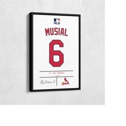 Stan Musial Jersey Art St. Louis Cardinals MLB Wall Art Home Decor Hand Made Framed Poster Canvas Print