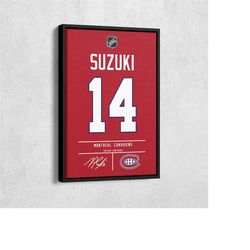 Nick Suzuki Jersey Art Montreal Canadiens NHL Wall Art Home Decor Hand Made Poster Canvas Print