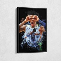 Ja Morant Poster Memphis Grizzlies NBA Artwork Framed Wall Art Canvas Print Home Decor