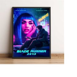 Blade Runner 2049 Poster, Ryan Gosling Wall Art, Harrison Ford Movie Print, Best Gift for Movie Fans, Rolled Canvas