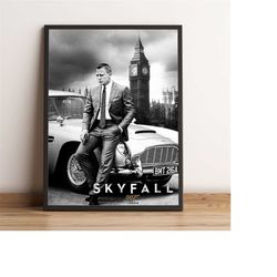 Skyfall Poster, Daniel Craig Wall Art, Javier Bardem Movie Print, Best Gift for Movie Fans, Rolled Canvas
