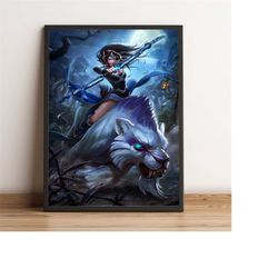 Dota 2 Poster, Mirana Wall Art, Axe Game Print, Best Gift for Gamers, Rolled Canvas