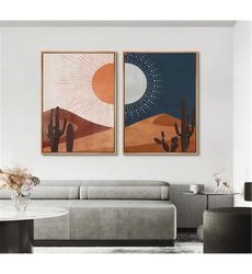 Framed Canvas Wall Art Set of 2, Sun