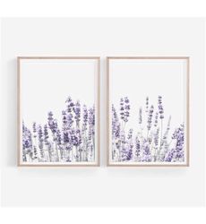 Lavender Prints Set, Botanical Set of 2 Wall