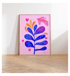 maximalist poster - pink botanical floral abstract flower