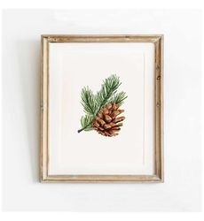 Botanical Winter Print, Christmas Print, Pinecone Print, Pine